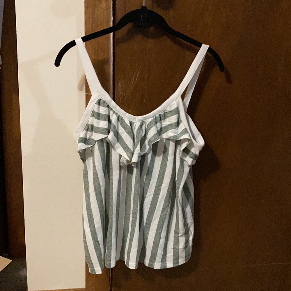 Old Navy green striped ruffle tank